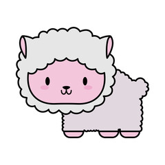 cute sheep baby kawaii, line and fill style icon