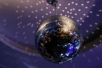 blue disco ball with lights. 