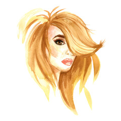 watercolor fashion portrait with makeup