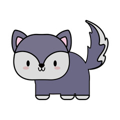 cute fox baby kawaii, line and fill style icon