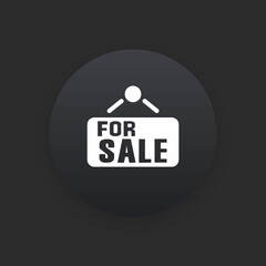 For Sale Sign -  Matte Black Web Button