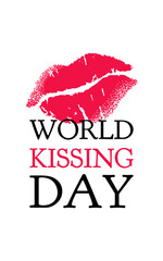 Lips female imprint. World kissing day. For design of postcards, posters, banners.