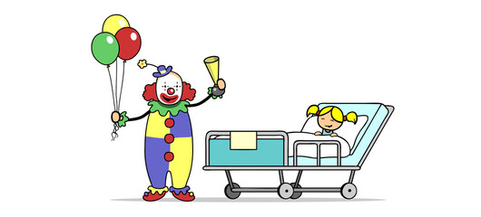 Naklejka premium Clowndoktor oder Klinikclown macht Spaß auf Kinderklinik