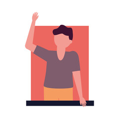 Man avatar at window vector design