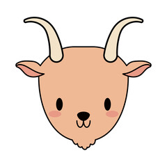 head of goat baby kawaii, line and fill style icon