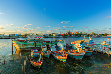 Fishing boat is out fishing. Fishermen is a career that has been popular in the seaside city of Thailand