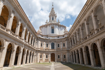 Panoramic view of exterior of Sant'Ivo alla Sapienza
