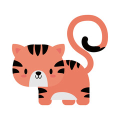 cute tiger baby kawaii, flat style icon