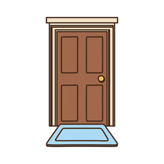 home door with carpet isolated icon design white background