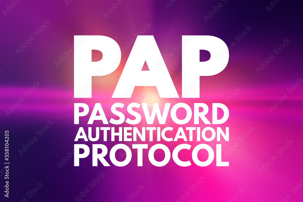 Poster pap - password authentication protocol acronym, technology concept background