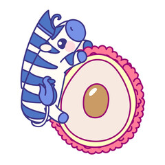 vector flat striped baby zebra on lychee