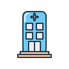 hospital building icon, line color style