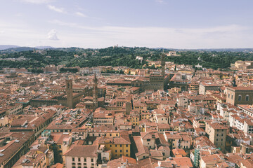 Fototapeta na wymiar Aerial panoramic view of city of Florence from cupola of Florence Cathedral