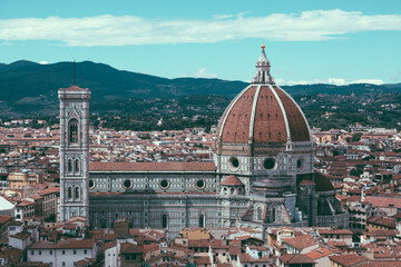 Fototapeta premium Aerial panoramic view of Florence city and Cattedrale di Santa Maria del Fiore