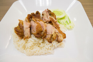 Fried chicken with rice,Thai food gourmet