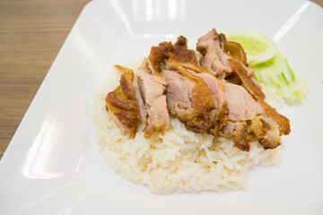 Fried chicken with rice,Thai food gourmet