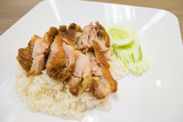 Fried chicken with rice,Thai food gourmet
