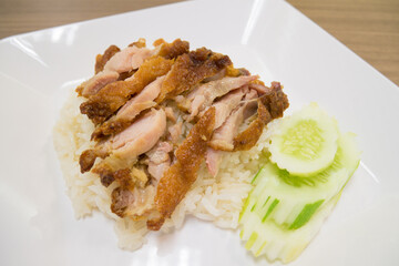 Fried chicken with rice,Thai food gourmet