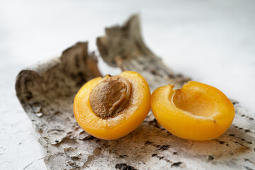 Ripe apricot in a glass