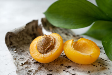 Ripe apricot in a glass