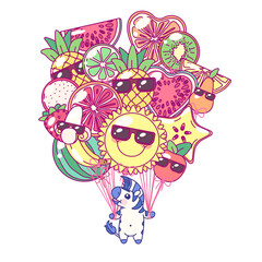 vector flat striped baby zebra. cute animal