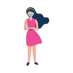 Woman with medical mask vector design