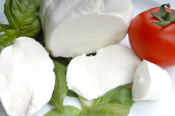 Caprese salame with buffalo mozzarella cheese from the Campania region whit tomato and fresh basil