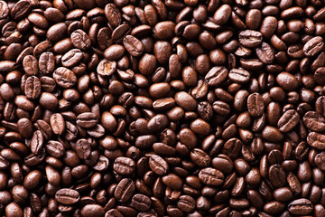 close up roasted coffee beans background