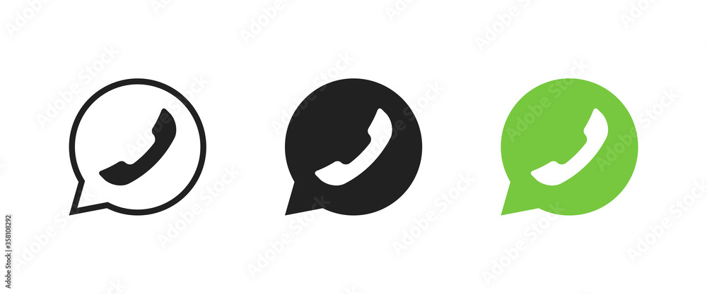 Poster bubble phone icon set for mobile app design. isolated vector