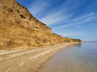 Famous beach near Sabunike on Privlaka peninsula near Nin, Zadar, Croatia on the Adriatic Sea. It is sandy beach very popular among families with children