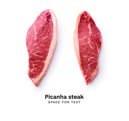 Creative flat lay with black angus prime beef steak