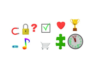 3D Rendering of various icons