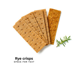 A pile of rye crisps isolated on white background