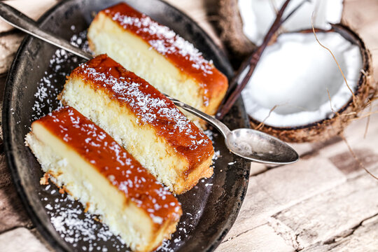 Flan coco vanille et caramel 