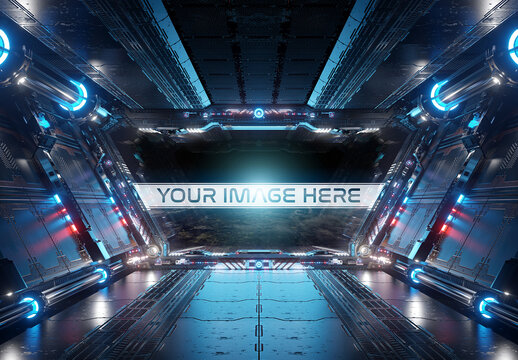 Spaceship with Window Mockup