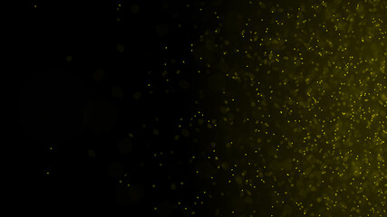 Dust of yellow particles. abstract primitives. 3d rendering