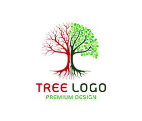Obraz premium Abstract dry and leafy tree logo design