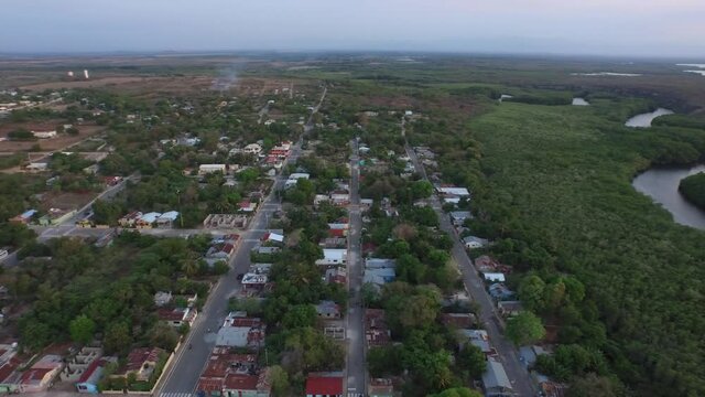 Aerial circling of Pepillo Salcedo municipality and Manzanillo bay. Dominican Republic