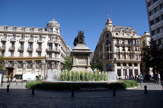 Plaza Isabel La Catolica in Granada - beautiful city in Andalusia Spain