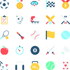 Sports Flat Vector Icons Set