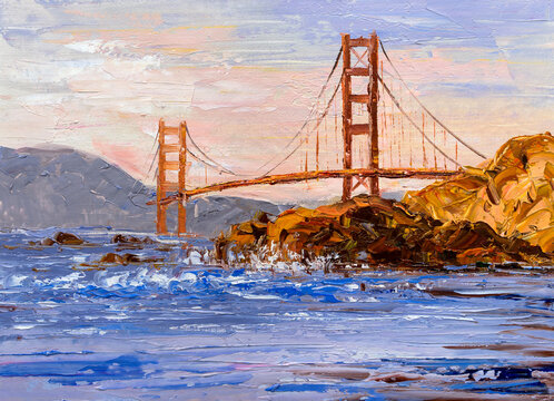 Oil Painting - Golden Bridge, San Francisco