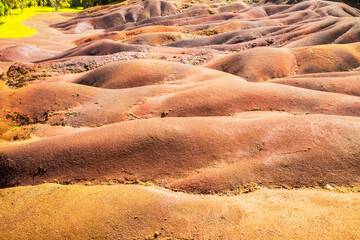 The beautiful Seven Coloured Earth (Terres des Sept Couleurs). Chamarel, Island Mauritius, Indian...