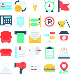 Hotel and Restaurant Vector Icons Set