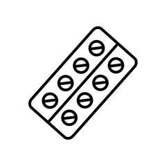 medication pills blister icon, line style