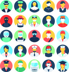 Fototapeta premium Professional Avatars Flat Vector Icons