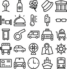 Summer and Travel Line Icons