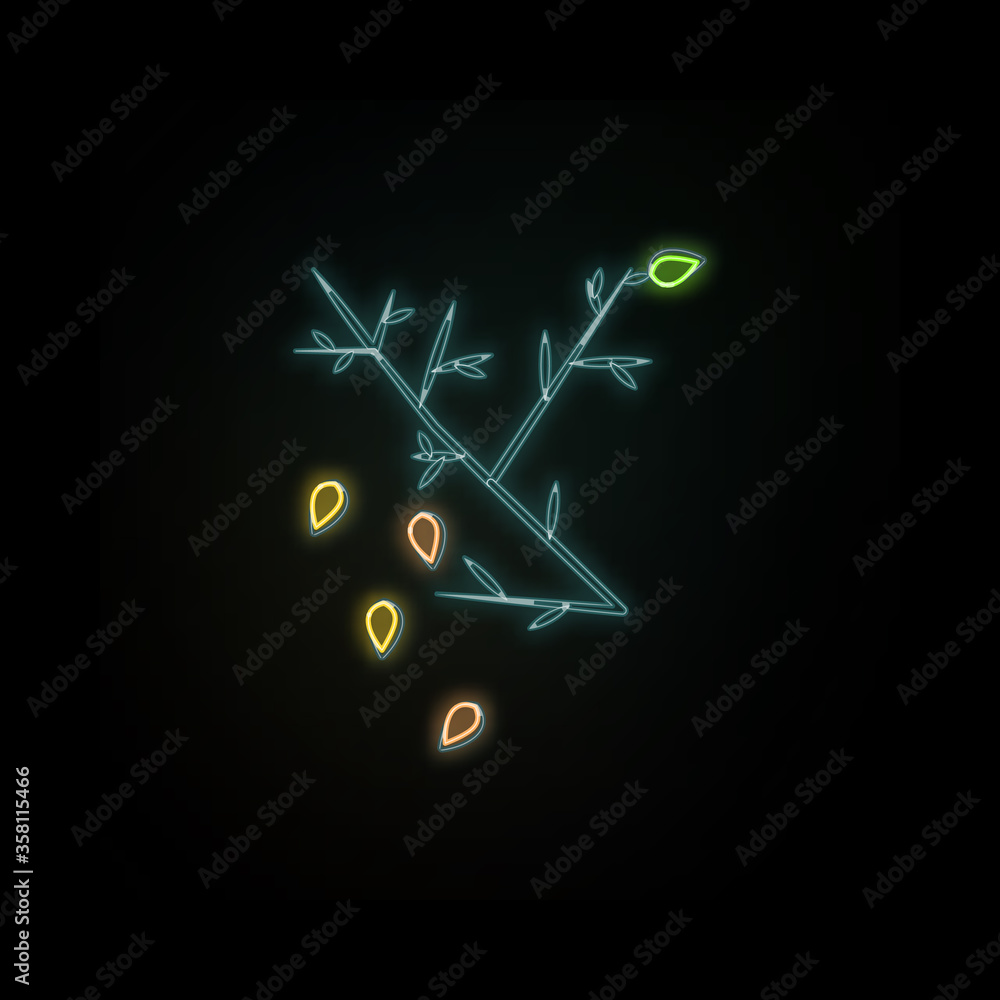 Poster defoliation colored hand drawn neon icon. simple thin line, outline vector of autumn icons for ui an