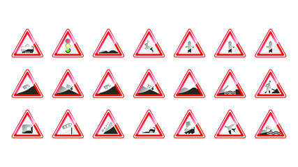 Set Of Different Collection Road Signs Vector Traffic