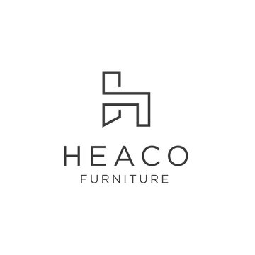 letter h chair logo, minimalist furniture logo design vector