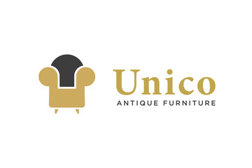 armchair with letter U logo design template vector
